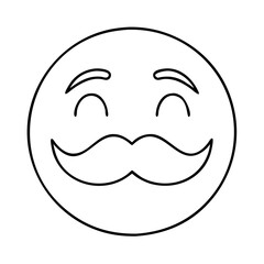 happy face with mustache icon, happy face with mustache line art - simple line art of happy face with mustache, perfect for happy face with mustache logos and icons