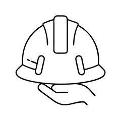 hard hat for workers icon, hard hat for workers line art - simple line art of hard hat for workers, perfect for hard hat for workers logos and icons