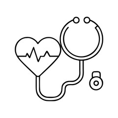 heart and stethoscope health icon, heart and stethoscope health line art - simple line art of heart and stethoscope health, perfect for heart and stethoscope health logos and icons