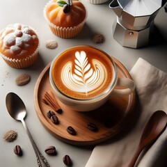 Latte Art Coffee and Muffins