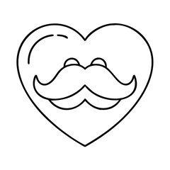 heart with a mustache icon, heart with a mustache line art - simple line art of heart with a mustache, perfect for heart with a mustache logos and icons