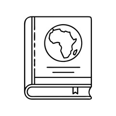 history book with africa emblem icon, history book with africa emblem line art - simple line art of history book with africa emblem, perfect for history book with africa emblem logos and icons