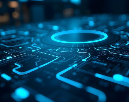 Futuristic Plexus Design with Blue Data Nodes - Powered by Adobe