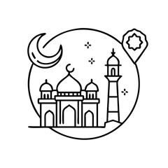 islamic heritage sites icon, islamic heritage sites line art - simple line art of islamic heritage sites, perfect for islamic heritage sites logos and icons
