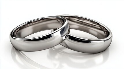 Silver wedding rings symbolizing love, commitment, partnership, romance, marriage, and unity in a timeless design