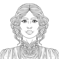Elegant woman.Coloring book antistress for children and adults.