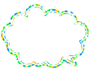 ステンドグラス風吹き出し　三角形模様　丸みのある雲形