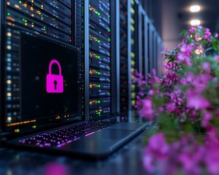 Secure server room with a locked monitor