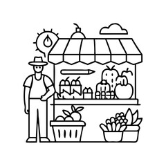 local farmers market icon, local farmers market line art - simple line art of local farmers market, perfect for local farmers market logos and icons