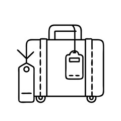 luggage with hajj tag icon, luggage with hajj tag line art - simple line art of luggage with hajj tag, perfect for luggage with hajj tag logos and icons