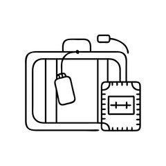 luggage with hajj tag icon, luggage with hajj tag line art - simple line art of luggage with hajj tag, perfect for luggage with hajj tag logos and icons