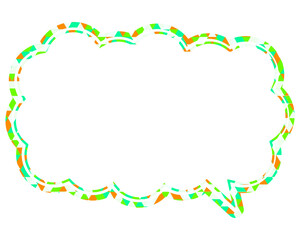 ステンドグラス風吹き出し　三角形模様　細長い雲形