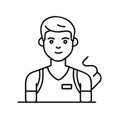 male athlete icon, male athlete line art - simple line art of male athlete, perfect for male athlete logos and icons
