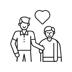 male caregiver icon, male caregiver line art - simple line art of male caregiver, perfect for male caregiver logos and icons
