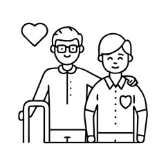male caregiver icon, male caregiver line art - simple line art of male caregiver, perfect for male caregiver logos and icons