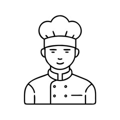 male chef or cooking icon, male chef or cooking line art - simple line art of male chef or cooking, perfect for male chef or cooking logos and icons