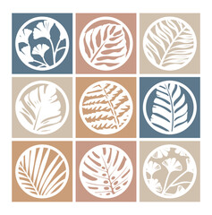 Tropical Leaves Circle Wall Art Bundle Laser Cut Template