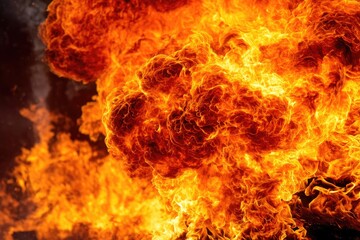 Fiery explosion. Intense flames