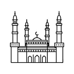 masjid al haram grand mosque icon, masjid al haram grand mosque line art - simple line art of masjid al haram grand mosque, perfect for masjid al haram grand mosque logos and icons