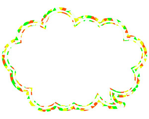 ステンドグラス風吹き出し　三角形模様　丸みのある雲形