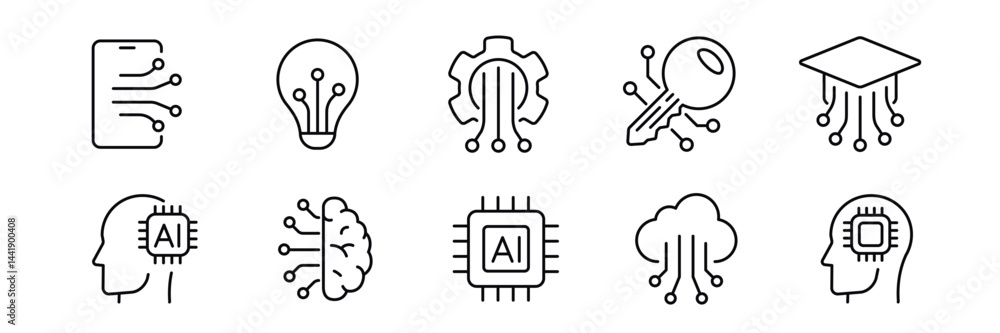 Aufkleber artificial intelligence icons representing diverse applications