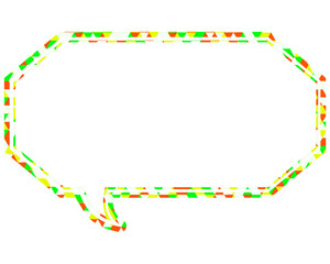 ステンドグラス風吹き出し　三角形模様　細長い八角形