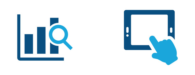 Tablet and Data Analysis Icon Modern flat icon set featuring tablet interaction and data analytics. Perfect for UI and UX, dashboards, mobile apps, and infographics. Fully editable and scalable.