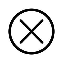 Obraz premium Black Cross in Circle Outline on White.