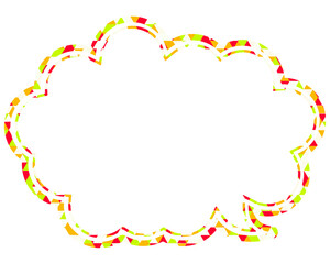 ステンドグラス風吹き出し　三角形模様　丸みのある雲形