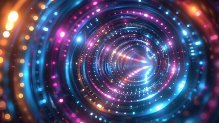 Naklejka premium Wonderful picture red, blue, yellow energy particle scatter across background, Fractal art create abstract style effect perfect for design wallpaper or poster in energetic and creativity sense. AIG53.