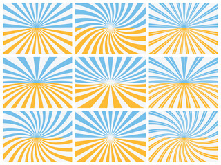 Orange & Blue Sunbrust illustration Background  Collection EPS Vector