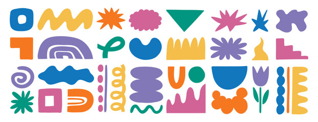 Fototapeta premium abstract forms elements set illustration, colorful funny blob shape organic, liquid form bright collection