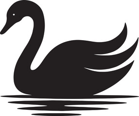 Obraz premium Elegant Black Swan Silhouette Vector Graceful Bird Illustration on Water, Minimalist Animal Logo, Nature-Inspired Art, Modern Wildlife Graphic Design for Tattoos and Decor