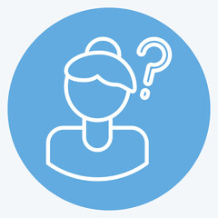 Icon Lost Person. related to Feminism symbol. blue eyes style. design editable