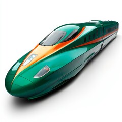 Fototapeta premium Modern high-speed train showcases sleek design and innovative technology in vibrant green color