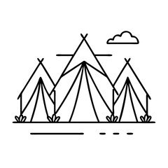 mina tents icon, mina tents line art - simple line art of mina tents, perfect for mina tents logos and icons