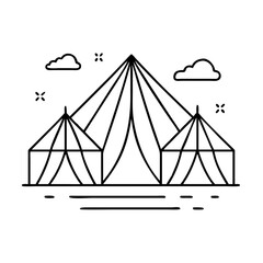 mina tents icon, mina tents line art - simple line art of mina tents, perfect for mina tents logos and icons