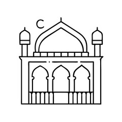 mosque courtyard icon, mosque courtyard line art - simple line art of mosque courtyard, perfect for mosque courtyard logos and icons