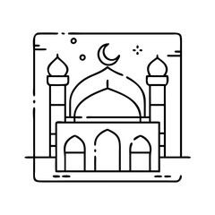 mosque courtyard icon, mosque courtyard line art - simple line art of mosque courtyard, perfect for mosque courtyard logos and icons