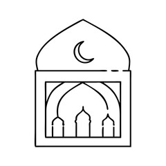 mosque courtyard icon, mosque courtyard line art - simple line art of mosque courtyard, perfect for mosque courtyard logos and icons