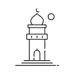 mosque minaret icon, mosque minaret line art - simple line art of mosque minaret, perfect for mosque minaret logos and icons
