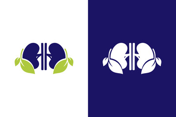 Human kidneys and leaves logo combination. Urology logotype design.