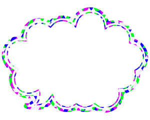 ステンドグラス風吹き出し　三角形模様　丸みのある雲形