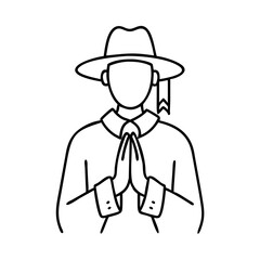 pilgrim s prayer icon, pilgrim s prayer line art - simple line art of pilgrim s prayer, perfect for pilgrim s prayer logos and icons