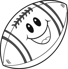 American Football With Happy Face In White Background
