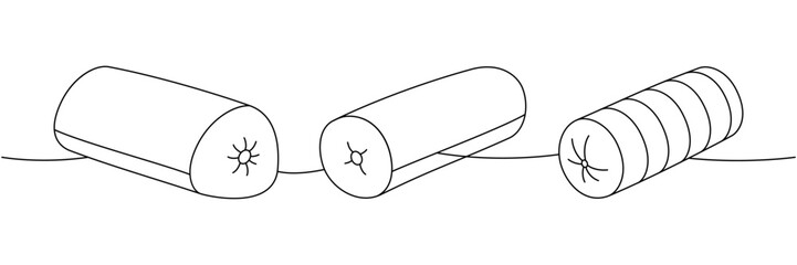 Set of pillows one line continuous drawing. Soft pillows for sleeping. Vector illustration.