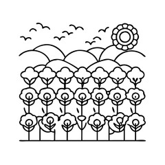 poppy field icon, poppy field line art - simple line art of poppy field, perfect for poppy field logos and icons