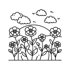 poppy field icon, poppy field line art - simple line art of poppy field, perfect for poppy field logos and icons