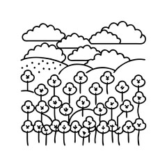 poppy field icon, poppy field line art - simple line art of poppy field, perfect for poppy field logos and icons