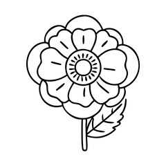 poppy brooch icon, poppy brooch line art - simple line art of poppy brooch, perfect for poppy brooch logos and icons